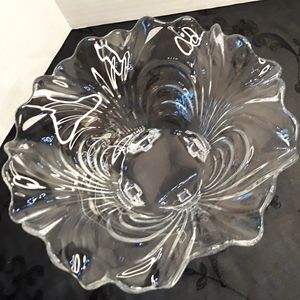 Vintage Cambridge Caprice footed swirly glass bowl